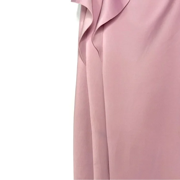 Black Halo Eve One Shoulder Gown Ruffle Mauve Blush Formal Bridesmaid Prom 6 - Picture 6 of 10